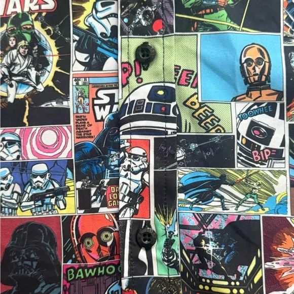 RSVLTS Star Wars shirt comic to the dark side Button Up Shirt Size Large L - Picture 8 of 16